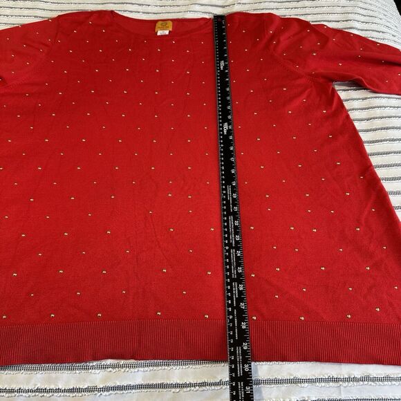 RUBY RD. Womens Plus Size 3X Stud Embellished Tunic Sweater Red Pullover NWOT - Picture 11 of 15
